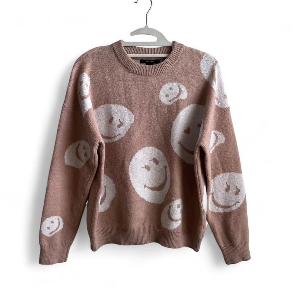Tan and White Knit Sweater Women's Size Small
